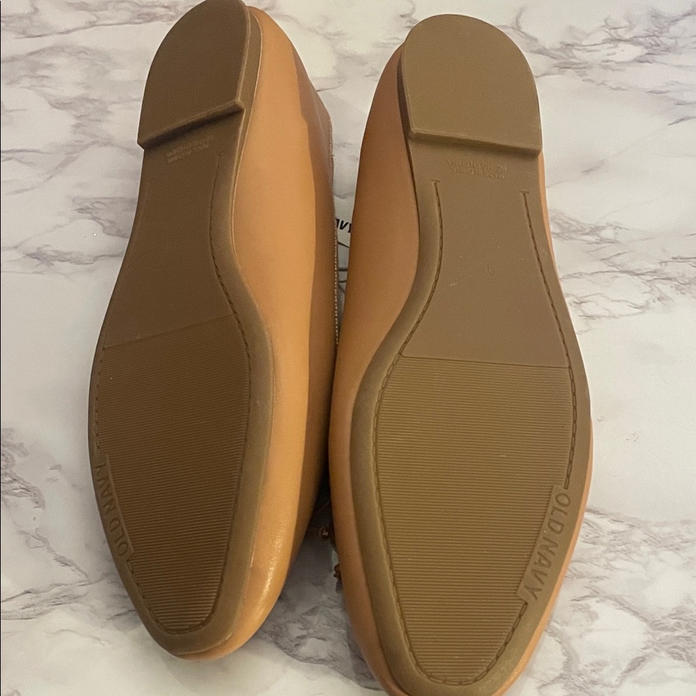 Old Navy NWT Camel/Tan Bow Ballet faux leather Flats - Picture 6 of 7